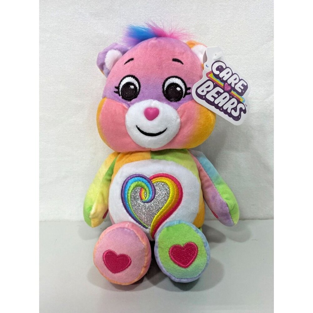 Care Bears Togetherness Bear 11" Plush Soft Rainbow Tie Dye Basic Fun BRAND NEW